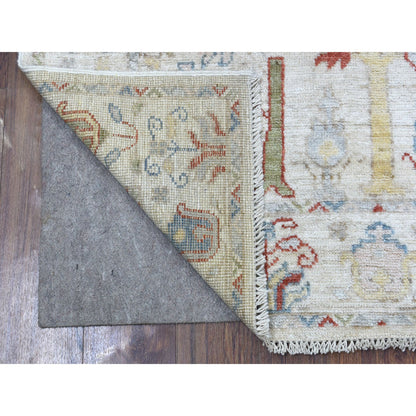 Oushak And Peshawar Wool Hand Knotted Rug Ivory Ivory 4.2X6.0 -O067076