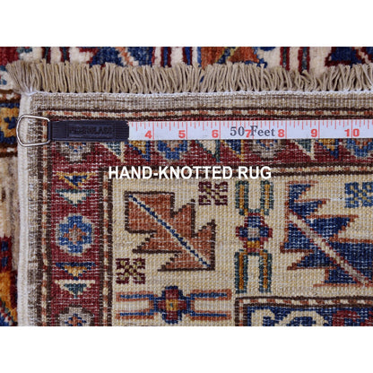 Kazak Wool Hand Knotted Rug Beige Ivory 2.8X10.0 -O067085