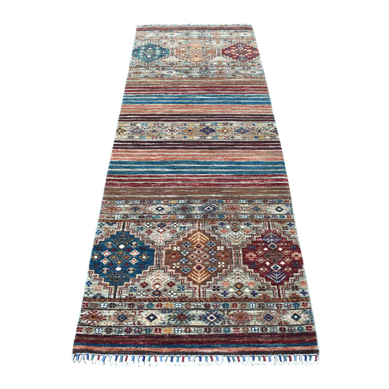 Gray 2'9" x 8'0" Kazak Hand knotted Wool Rug - Sku: O067120