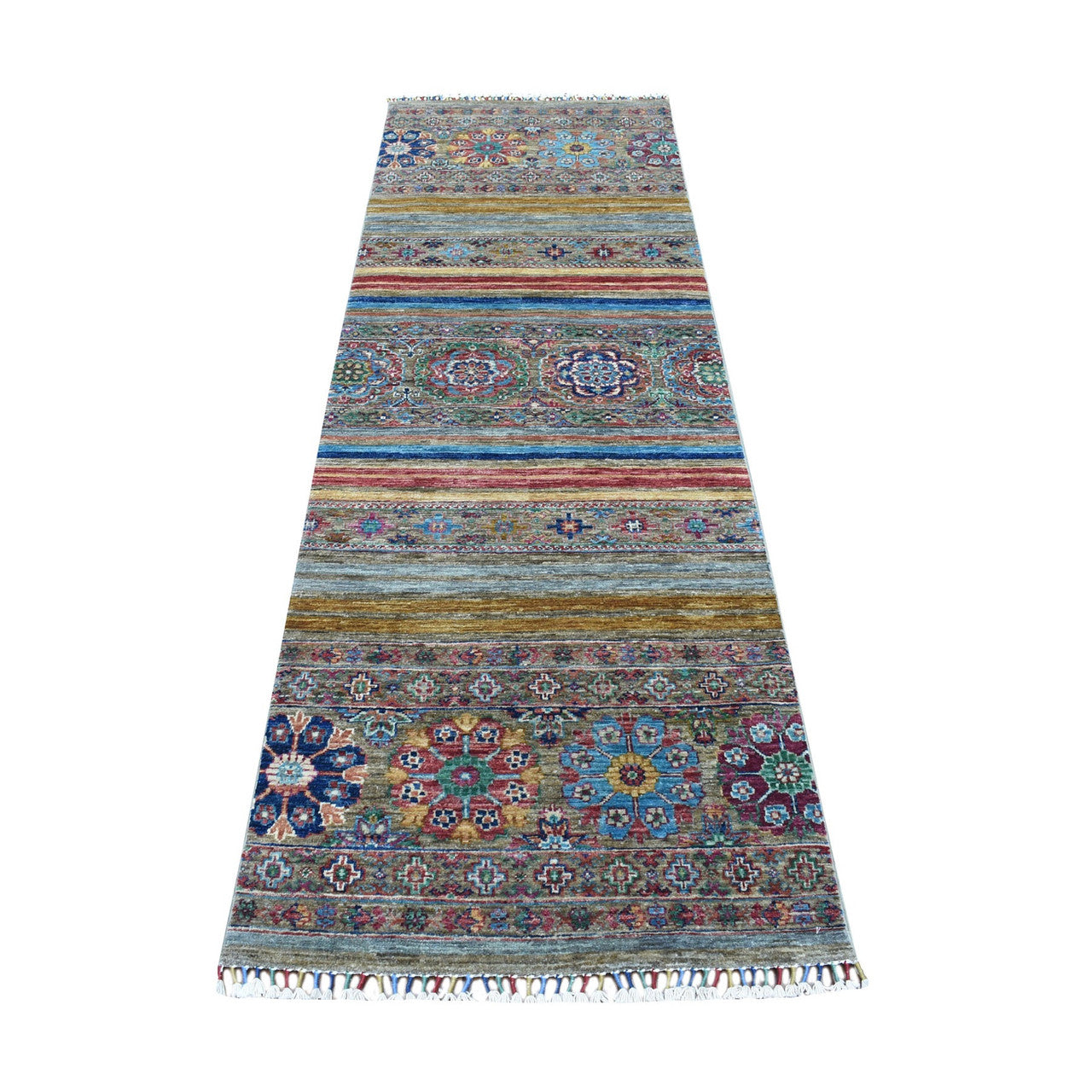 Gray 2'7" x 8'0" Kazak Hand knotted Wool Rug - Sku: O067122
