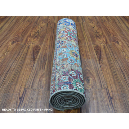 Kazak Wool Hand Knotted Rug Grey No Border 2.7X8.0 -O067122