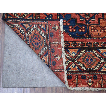 Tribal & Geometric Wool Hand Knotted Rug Red Orange 4.0X5.8 -O067138