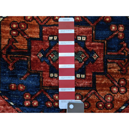 Tribal & Geometric Wool Hand Knotted Rug Red Orange 4.0X5.8 -O067138