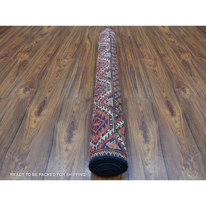Tribal & Geometric Wool Hand Knotted Rug Red Orange 4.0X5.8 -O067138