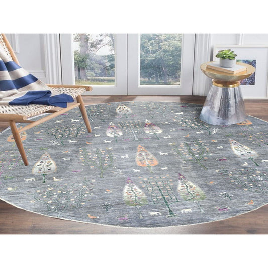 Transitional Wool Hand Knotted Rug Grey No Border 12.0X12.0 -O067159