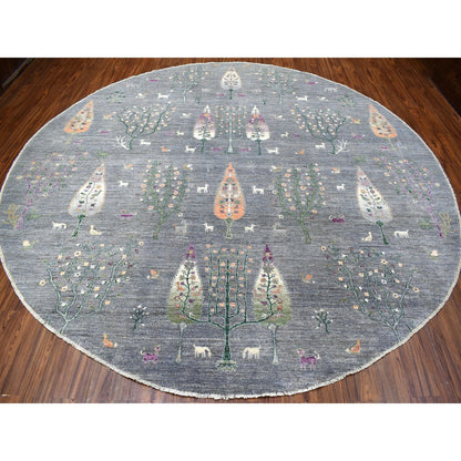 Transitional Wool Hand Knotted Rug Grey No Border 12.0X12.0 -O067159