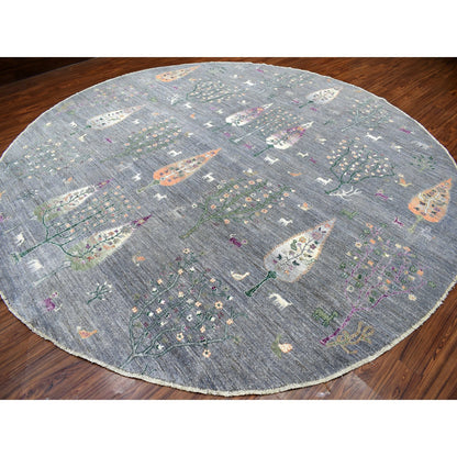 Transitional Wool Hand Knotted Rug Grey No Border 12.0X12.0 -O067159