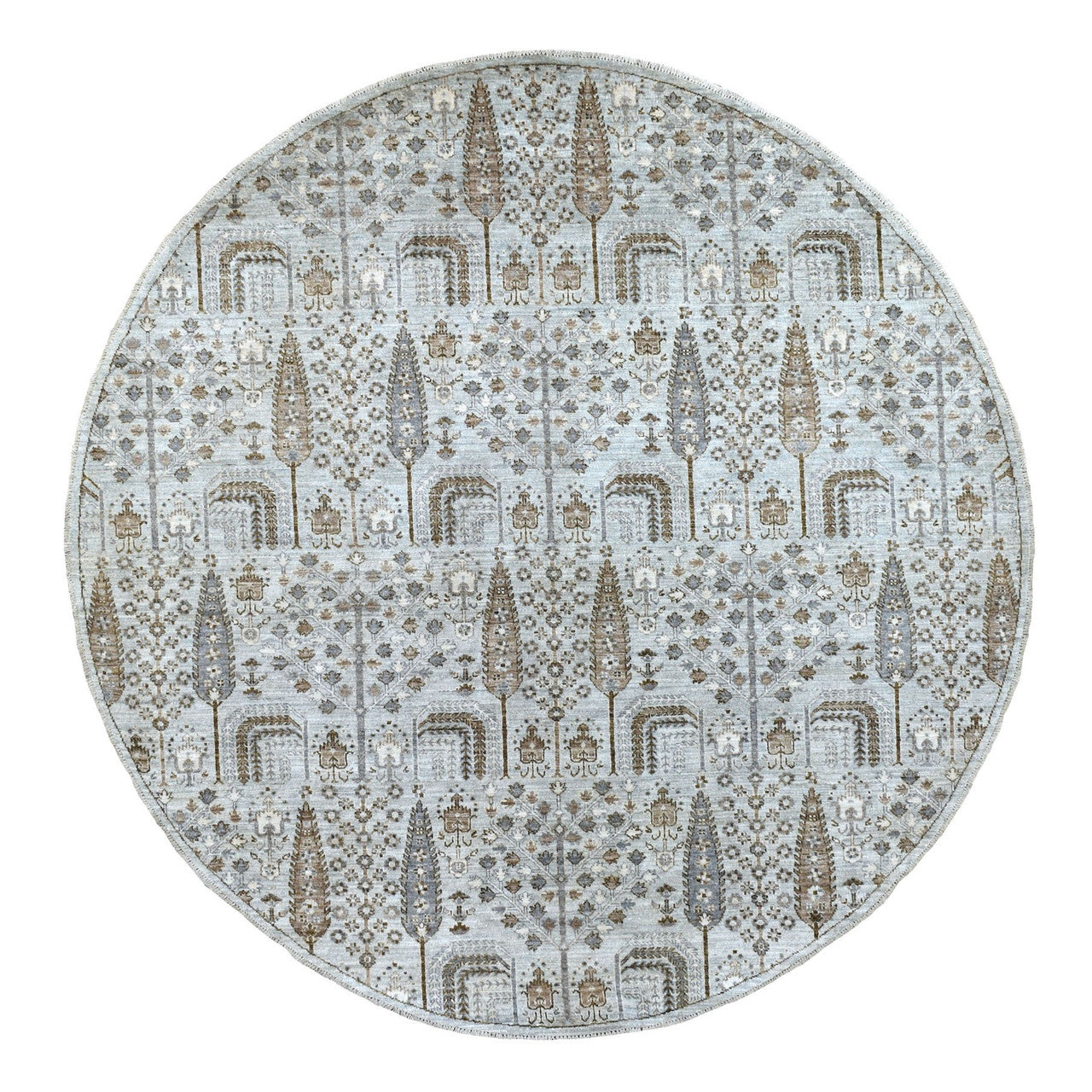 Oushak And Peshawar Wool Hand Knotted Rug Grey No Border 8.0X8.3 -O067163