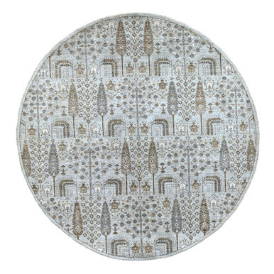 Oushak And Peshawar Wool Hand Knotted Rug Grey No Border 8.0X8.3 -O067163