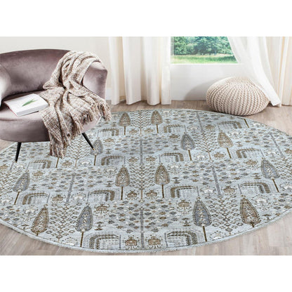 Oushak And Peshawar Wool Hand Knotted Rug Grey No Border 8.0X8.3 -O067163