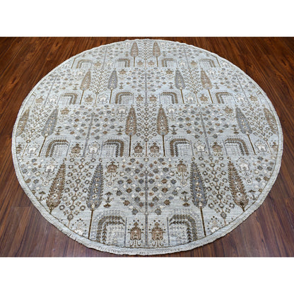 Oushak And Peshawar Wool Hand Knotted Rug Grey No Border 8.0X8.3 -O067163