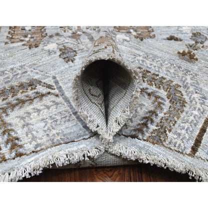 Oushak And Peshawar Wool Hand Knotted Rug Grey No Border 8.0X8.3 -O067163