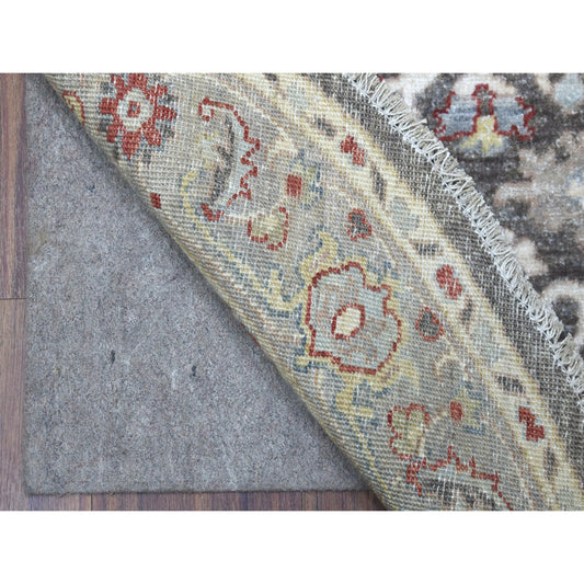 Oushak And Peshawar Wool Hand Knotted Rug Grey Gray 4.0X4.0 -O067172