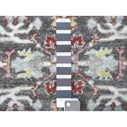 Oushak And Peshawar Wool Hand Knotted Rug Grey Gray 4.0X4.0 -O067172