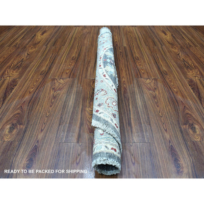 Oushak And Peshawar Wool Hand Knotted Rug Grey Gray 4.0X4.0 -O067172
