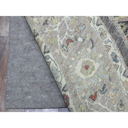 Oushak And Peshawar Wool Hand Knotted Rug Grey Ivory 9.9X9.10 -O067183