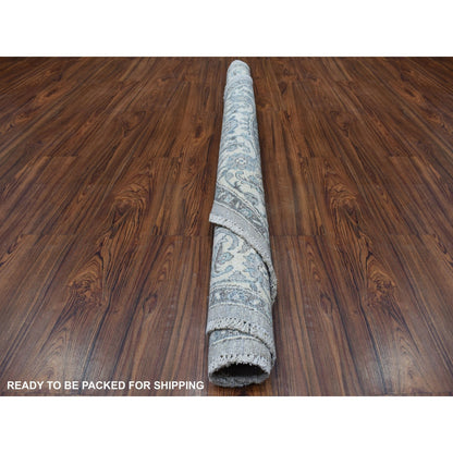 Oushak And Peshawar Wool Hand Knotted Rug Grey Ivory 6.0X6.1 -O067188