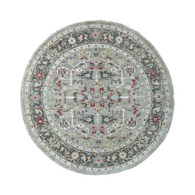 Oushak And Peshawar Wool Hand Knotted Rug Grey Dark Gray 5.8X5.9 -O067189