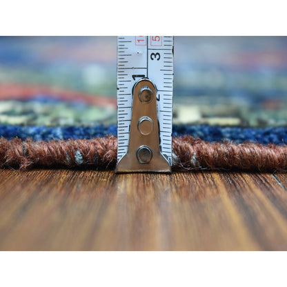 Tribal & Geometric Wool Hand Knotted Rug Blue Blue 5.0X6.10 -O067214