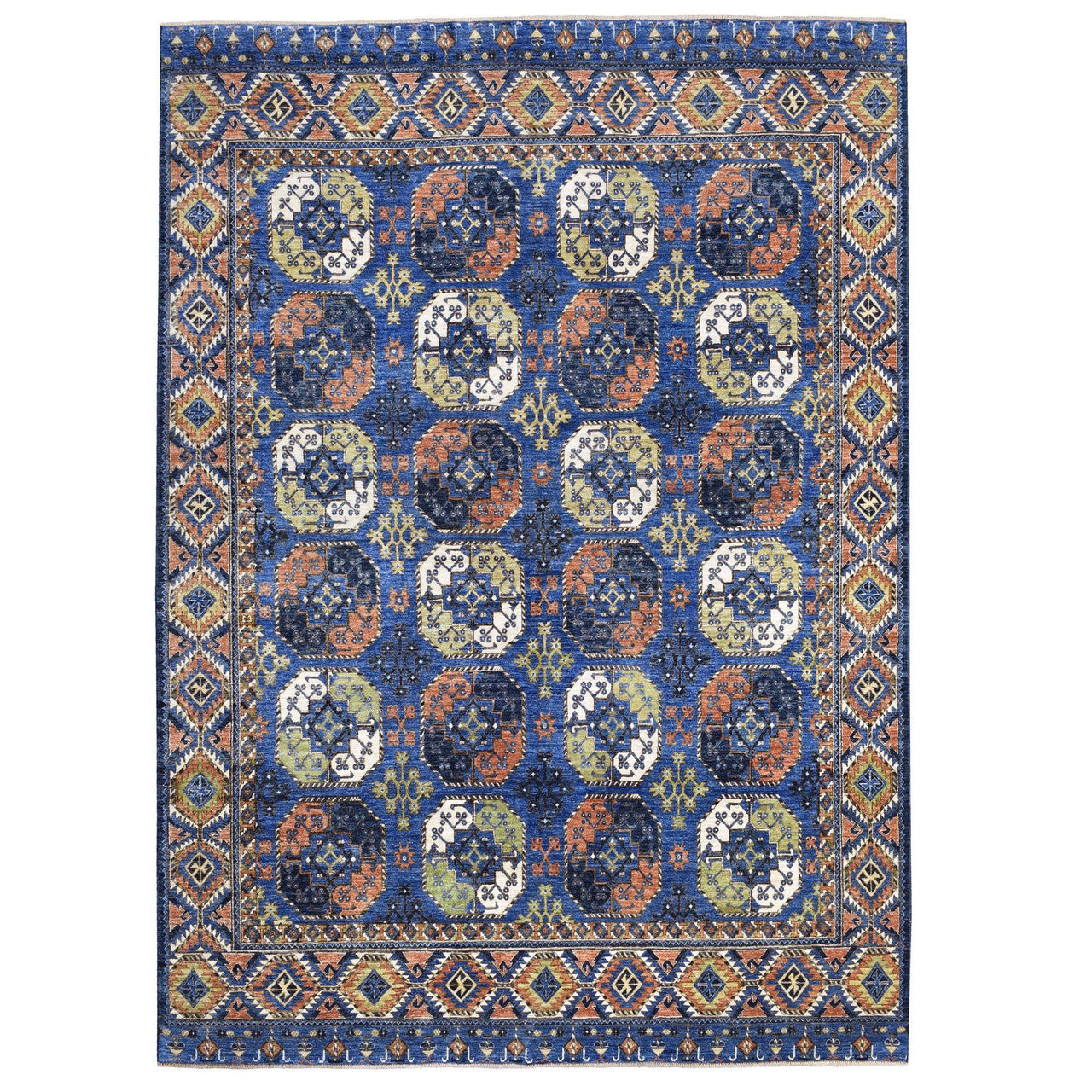 Blue 9'5" x 12'0" Tribal & Geometric Hand knotted Wool Rug - Sku: O067263