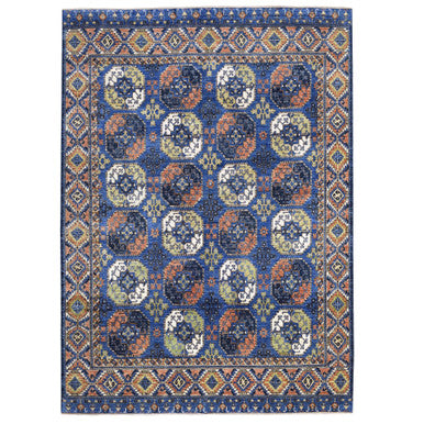 Tribal & Geometric Wool Hand Knotted Rug Blue Blue 9.5X12.0 -O067263