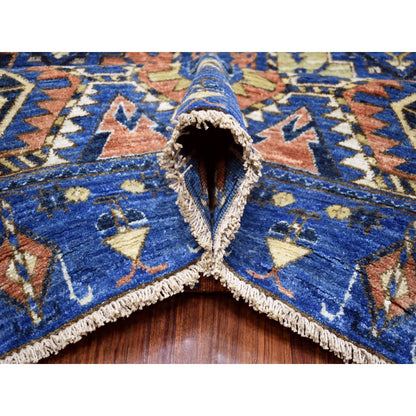 Tribal & Geometric Wool Hand Knotted Rug Blue Blue 9.5X12.0 -O067263