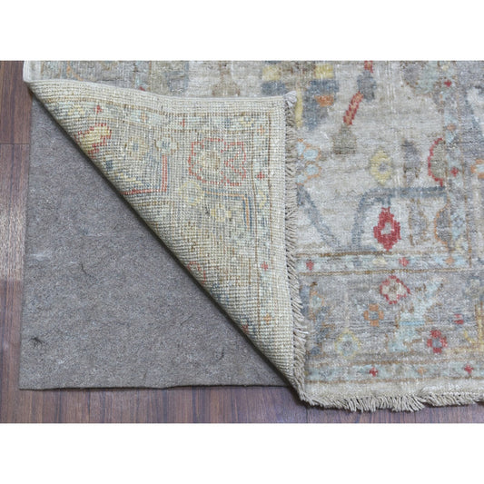 Oushak And Peshawar Wool Hand Knotted Rug Grey Light Gray 2.9X14.3 -O067311