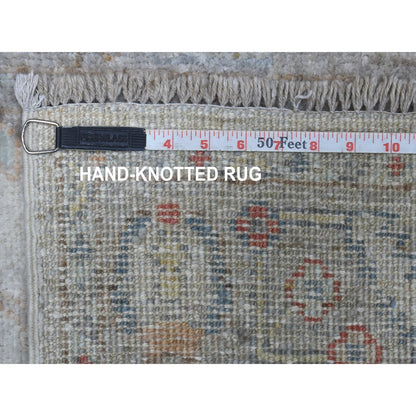 Oushak And Peshawar Wool Hand Knotted Rug Grey Light Gray 2.9X14.3 -O067311