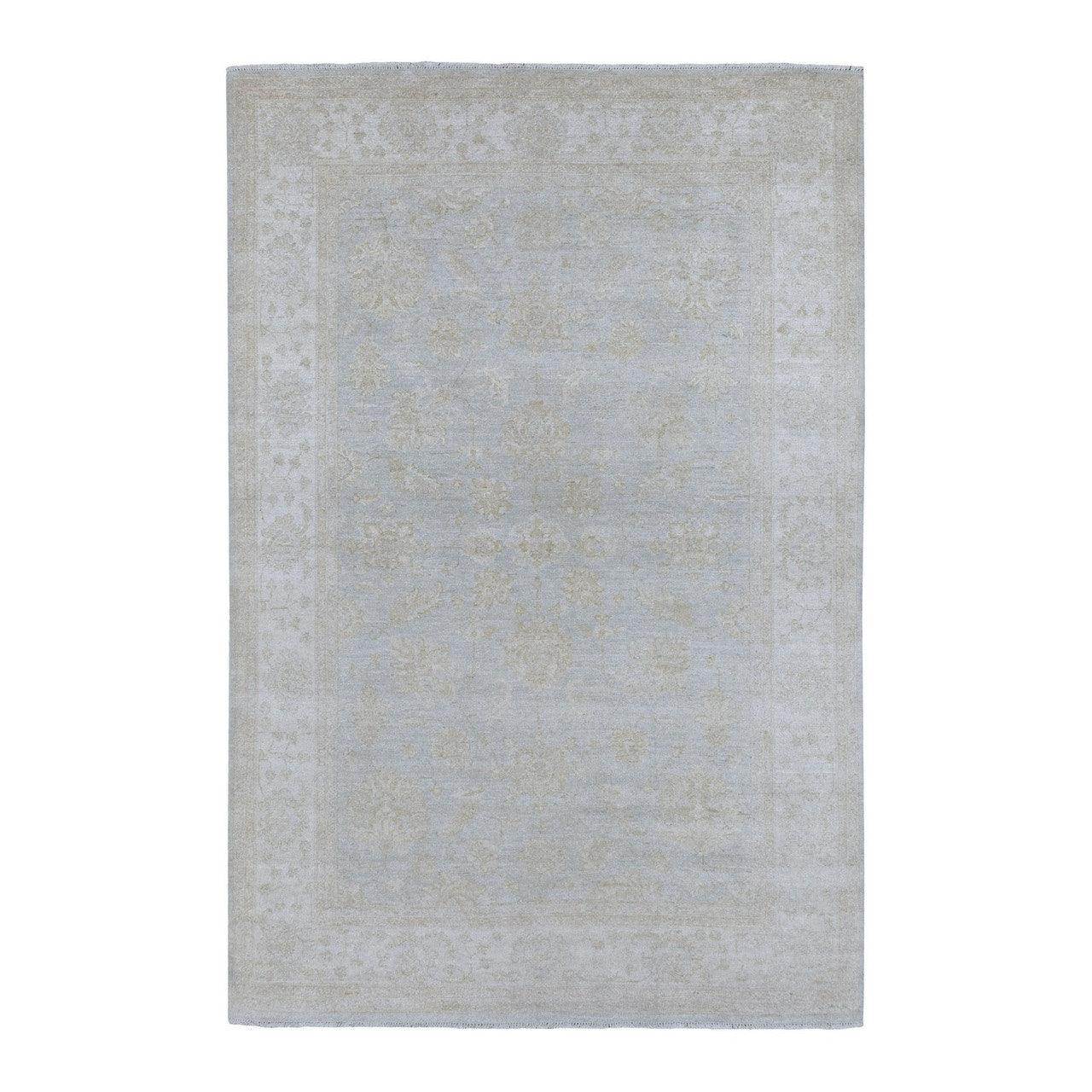 Gray 6'0" x 8'10" Oushak And Peshawar Hand knotted Wool Rug - Sku: O067375