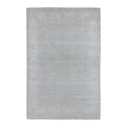 Oushak And Peshawar Wool Hand Knotted Rug Grey Ivory 6.0X8.10 -O067375