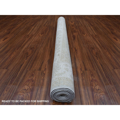 Oushak And Peshawar Wool Hand Knotted Rug Grey Ivory 6.0X8.10 -O067375