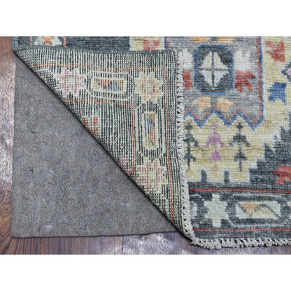 Tribal & Geometric Wool Hand Knotted Rug Grey No Border 2.10X9.10 -O067427