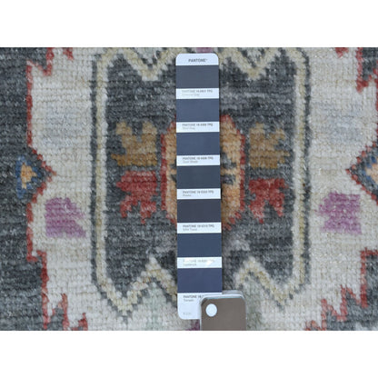 Tribal & Geometric Wool Hand Knotted Rug Grey No Border 2.10X9.10 -O067427