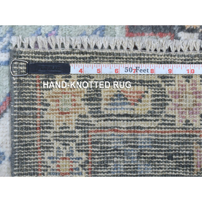 Tribal & Geometric Wool Hand Knotted Rug Grey No Border 2.10X9.10 -O067427