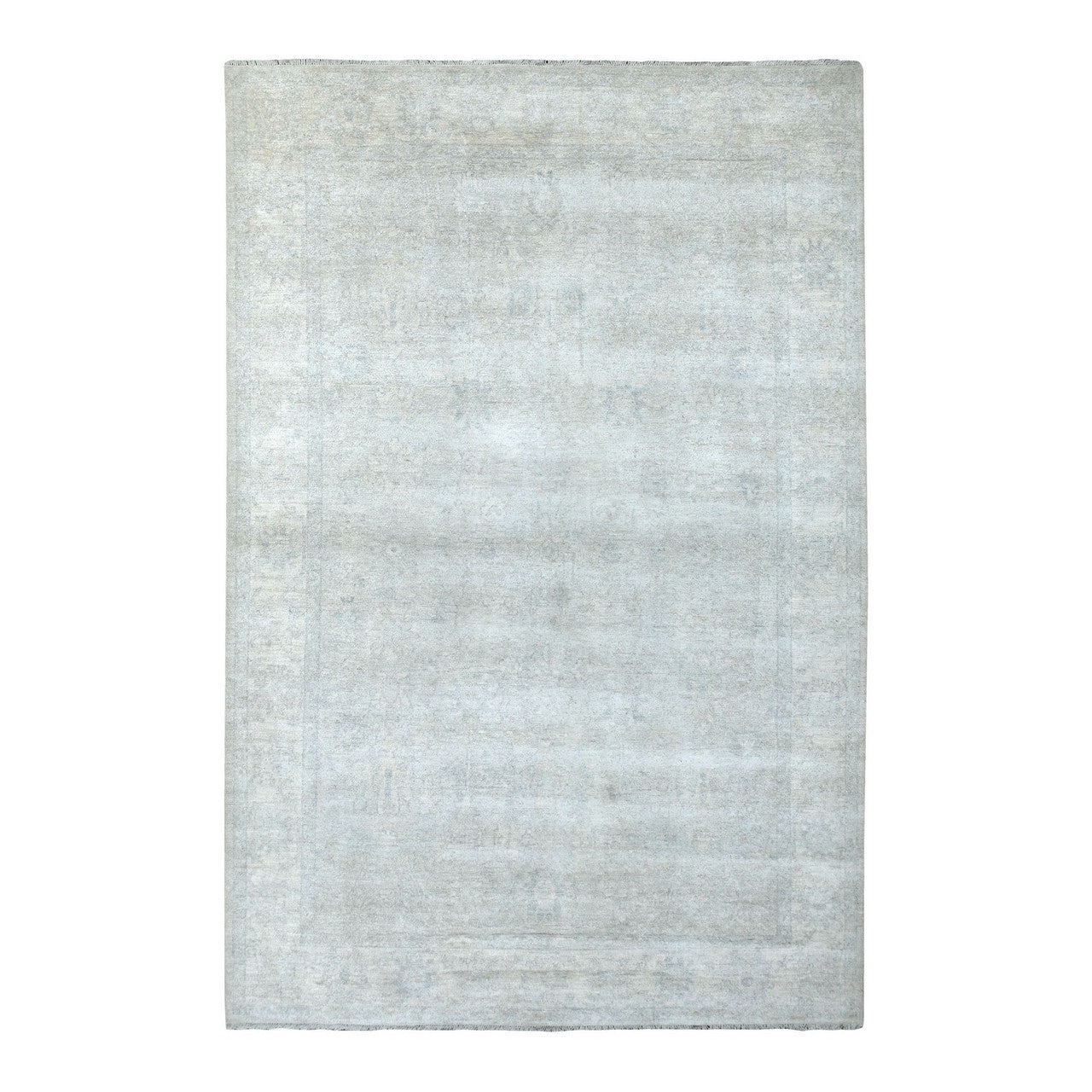 Blue 6'1" x 9'0" Oushak And Peshawar Hand knotted Wool Rug - Sku: O067500