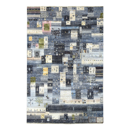 Tribal & Geometric Wool Hand Knotted Rug Grey No Border 5.10X9.0 -O067518