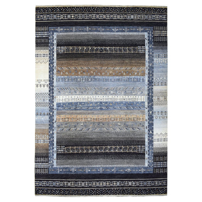 Tribal & Geometric Wool Hand Knotted Rug Grey No Border 10.2X14.1 -O067531