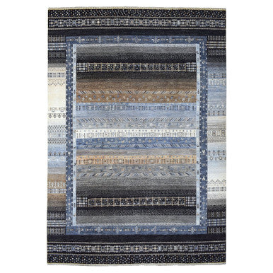 Tribal & Geometric Wool Hand Knotted Rug Grey No Border 10.2X14.1 -O067531