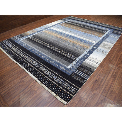 Tribal & Geometric Wool Hand Knotted Rug Grey No Border 10.2X14.1 -O067531