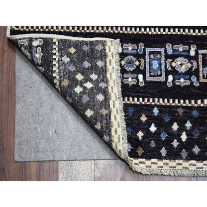 Tribal & Geometric Wool Hand Knotted Rug Grey No Border 10.2X14.1 -O067531