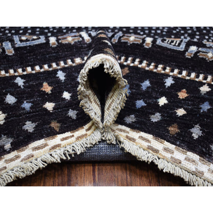 Tribal & Geometric Wool Hand Knotted Rug Grey No Border 10.2X14.1 -O067531