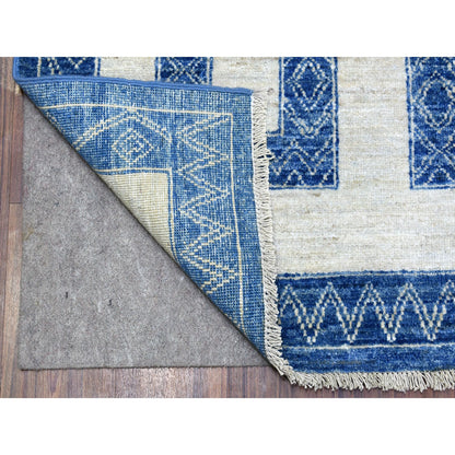 Oushak And Peshawar Wool Hand Knotted Rug Blue No Border 7.10X9.9 -O067563