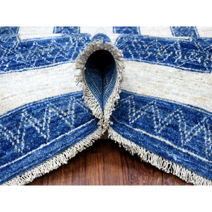 Oushak And Peshawar Wool Hand Knotted Rug Blue No Border 7.10X9.9 -O067563