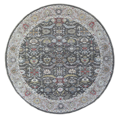 Oushak And Peshawar Wool Hand Knotted Rug Grey Ivory 10.7X10.7 -O067565