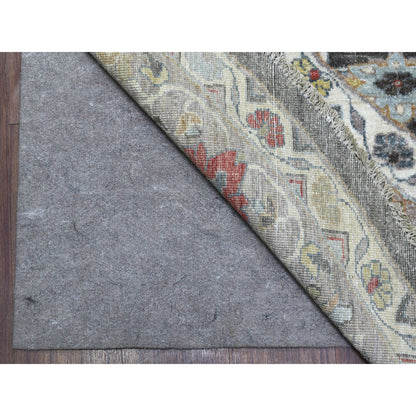 Oushak And Peshawar Wool Hand Knotted Rug Grey Ivory 10.7X10.7 -O067565