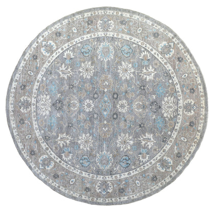 Oushak And Peshawar Wool Hand Knotted Rug Grey Gray 12.0X12.0 -O067566