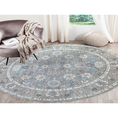 Oushak And Peshawar Wool Hand Knotted Rug Grey Gray 12.0X12.0 -O067566