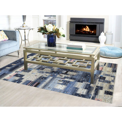 Tribal & Geometric Wool Hand Knotted Rug Grey No Border 5.10X9.2 -O067568