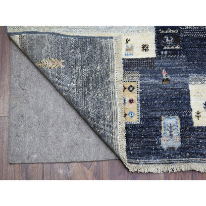 Tribal & Geometric Wool Hand Knotted Rug Grey No Border 5.10X9.2 -O067568