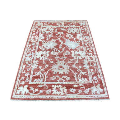 Oushak And Peshawar Wool Hand Knotted Rug Red Red 4.1X6.0 -O067581